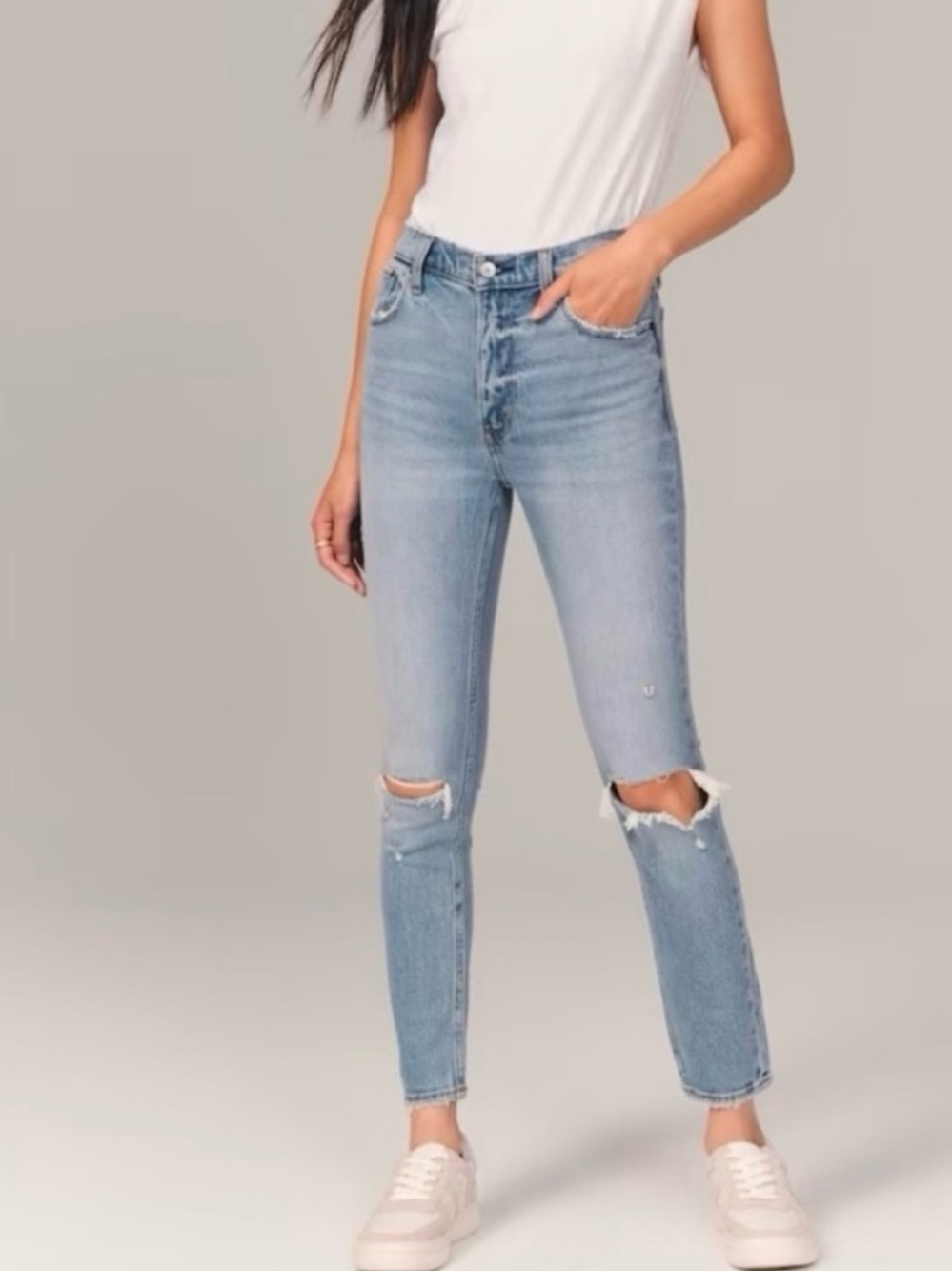Abercrombie & Fitch Light Blue Skinny Distressed Jeans